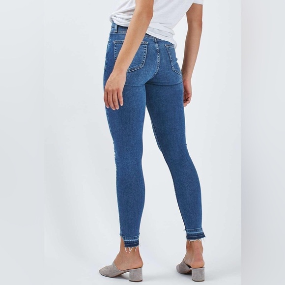 Topshop Jamie Skinny Jeans High Rise Ankle Cropped Step Hem Blue Size 26 - Picture 2 of 16